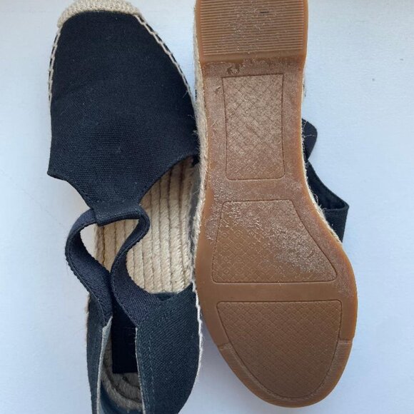 Tory Burch Black Espadrille Wedge Sandals Size 8 - Picture 4 of 6